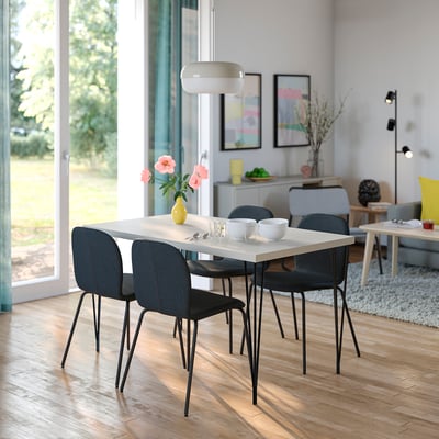 SKÅLSTA Chair, Knäbäck dark gray/tubular metal/black-gray