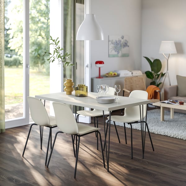 SKÅLSTA Chair, plastic beige/tubular metal/black-gray