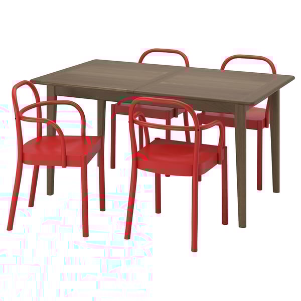 SKANSNÄS / STOCKHOLM 2025 Table and 4 chairs, brown beech/red, 59/80 3/4 "