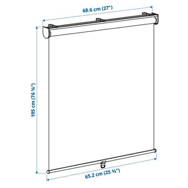 SKOGSKLÖVER Roller blind, white, 27x76 ¾ "