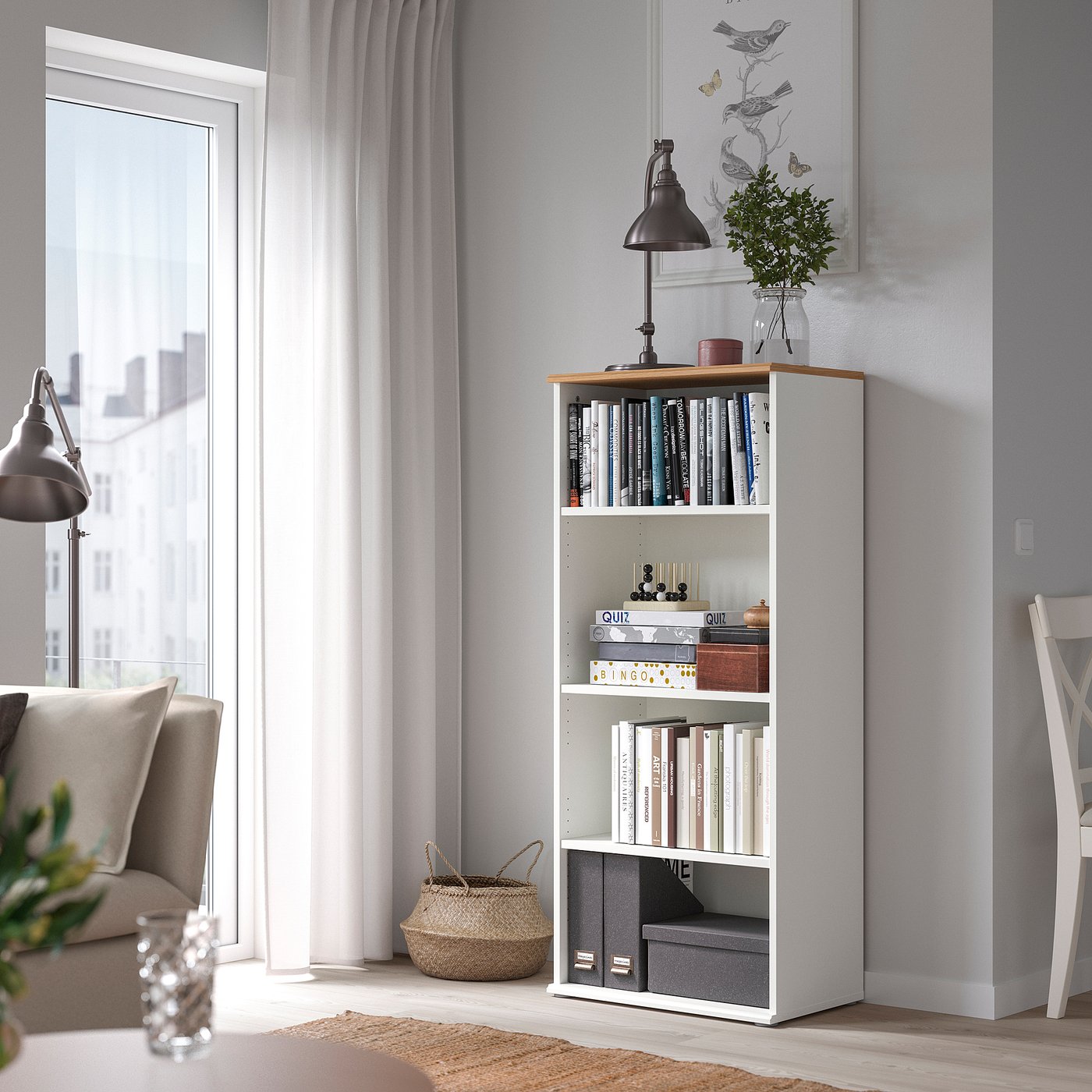 SKRUVBY bookcase, white, 60x140 cm (235/8x551/8