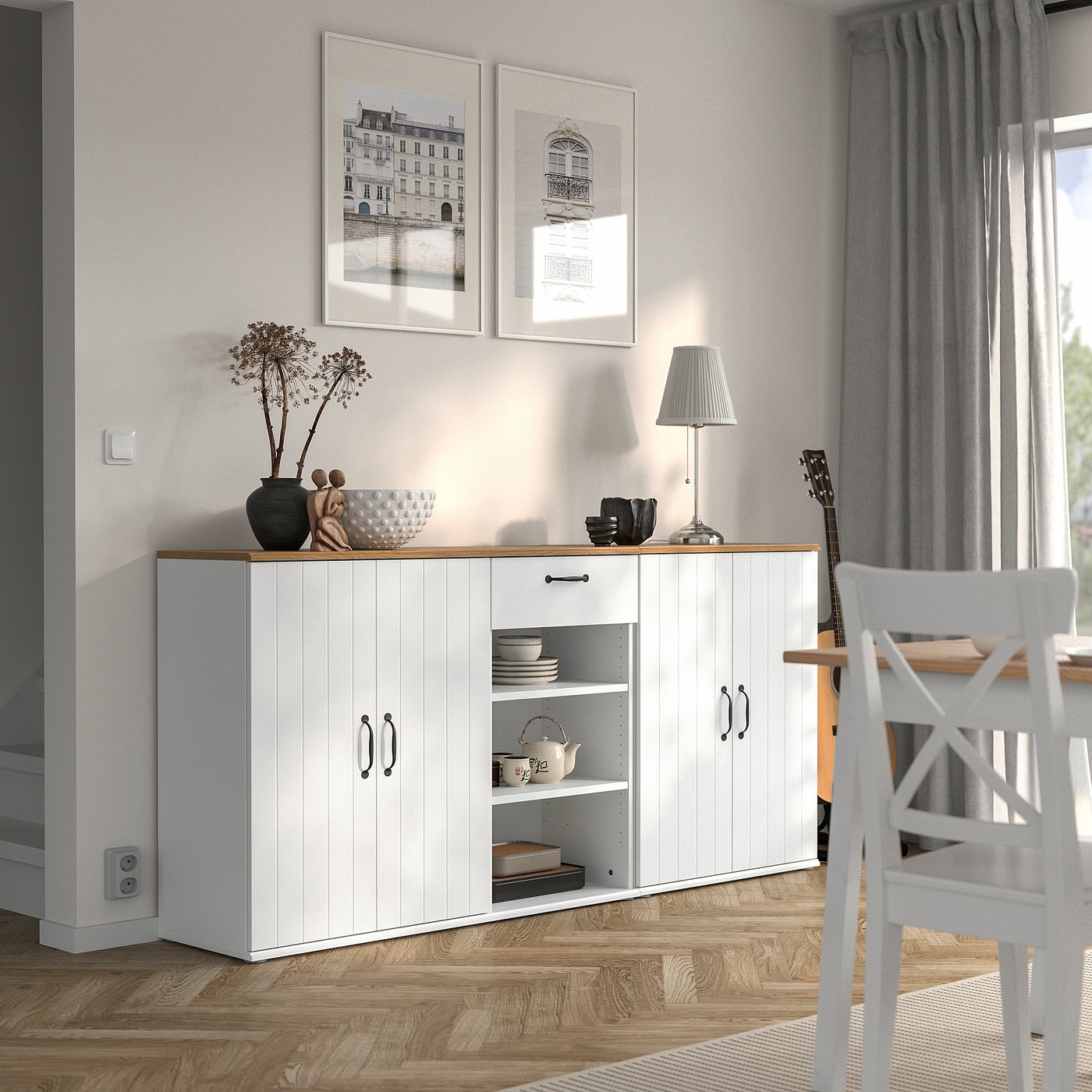 SKRUVBY storage combination, white, 190x90 cm (743/4x353/8