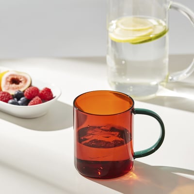 SKUGGSTUBB Mug, mixed colors brown/green, 14 oz