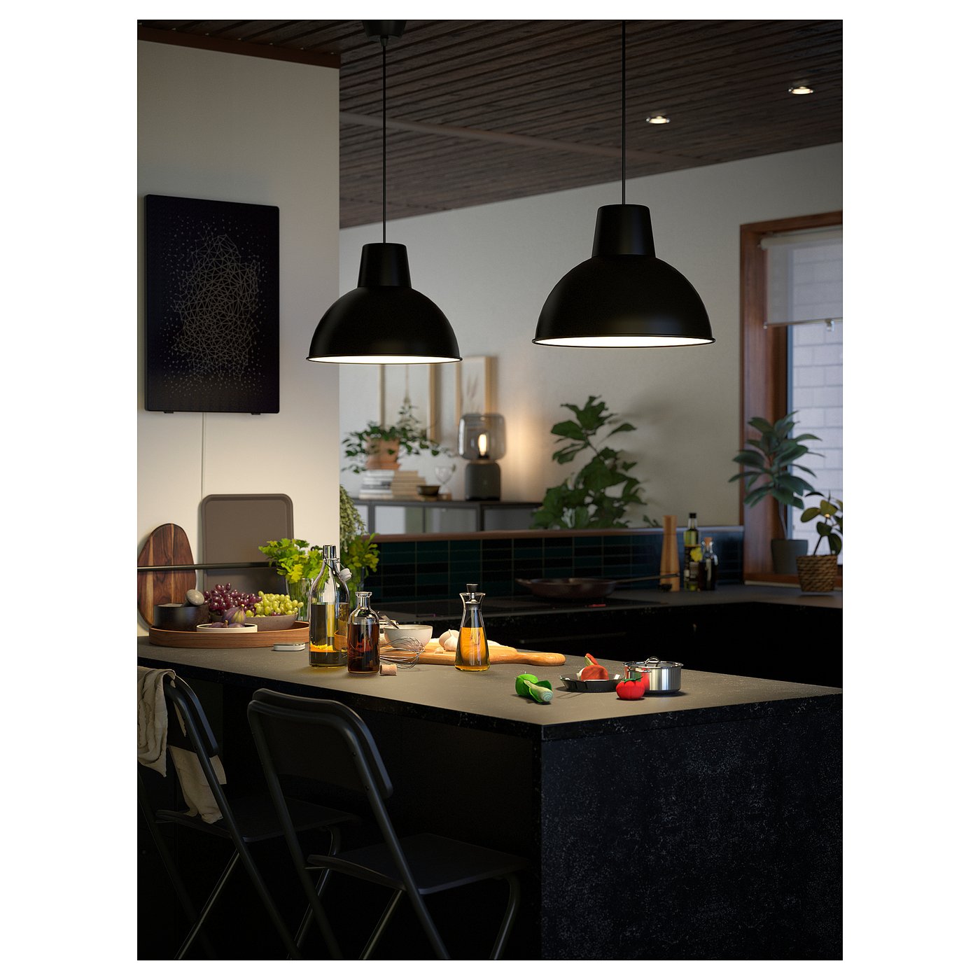 IKEA SKURUP ペンダントライト ダークグリーン Philips Hue SKURUP pendant lamp, black, 38 cm (15