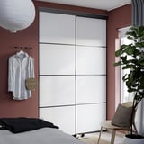 SKYTTA / AURDAL Reach-in wardrobe with sliding door, black dark gray/Mehamn white, 59 7/8x25 5/8x94 3/8 "