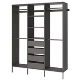 SKYTTA / AURDAL Walk-in wardrobe with sliding doors, black dark gray/Mehamn light blue, 79 1/2x45 1/4x94 1/2 "