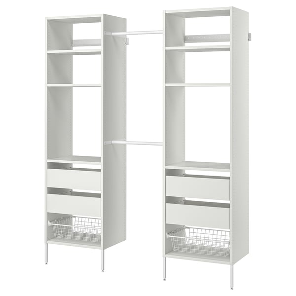 SKYTTA / AURDAL Walk-in wardrobe with sliding doors, white white/Mehamn light green, 89x47 1/4x94 1/2 "