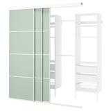SKYTTA / AURDAL Walk-in wardrobe with sliding doors, white white/Mehamn light green, 89x47 1/4x94 1/2 "