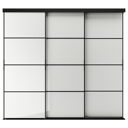 SKYTTA / HOKKSUND sliding door combination , black/highgloss light