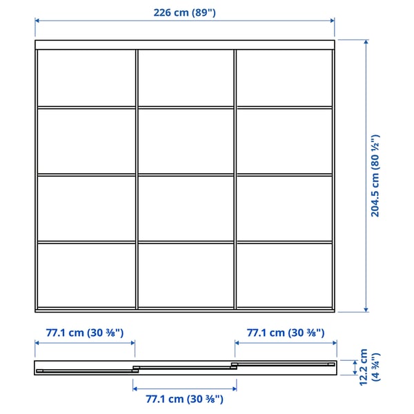 SKYTTA / HOKKSUND Sliding door combination, black/high-gloss light gray, 89x80 1/2 "