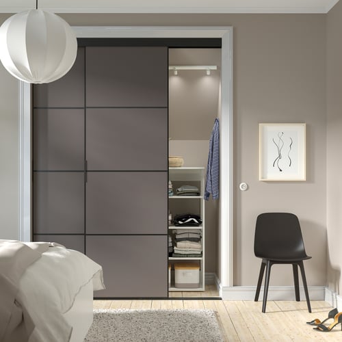 SKYTTA / MEHAMN sliding door combination , black/double sided dark gray