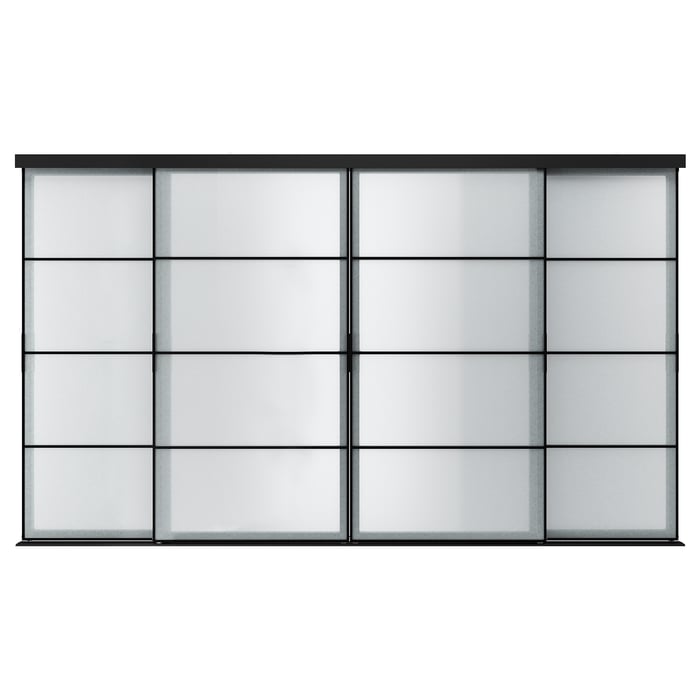 SKYTTA / SVARTISDAL sliding door combination , black/white paper, 351x205 cm (1381/4x801/2