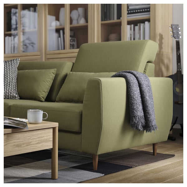 SLATORP Loveseat, Vissle yellow-green