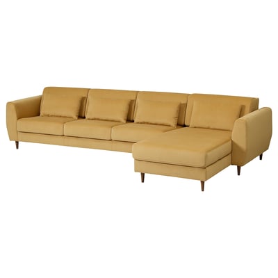 SLATORP Sofa with chaise lounge, Hakebo yellow-brown
