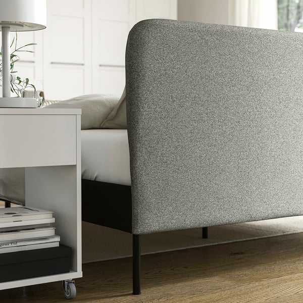 SLATTUM Slipcover for headboard, Öreryd gray/beige, Queen