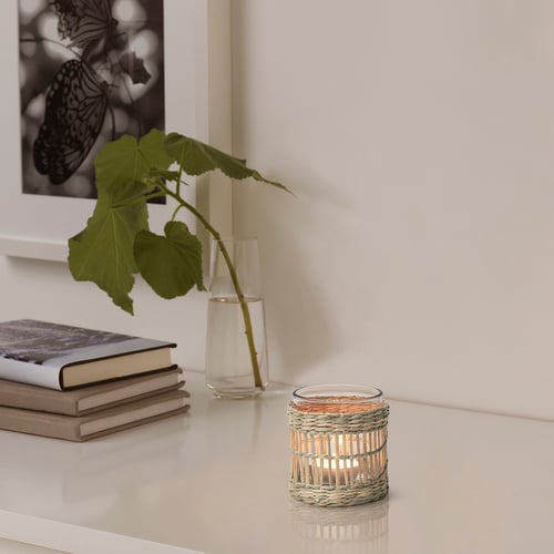 SLIPPRIG tealight holder, handmade sedge IKEA CA
