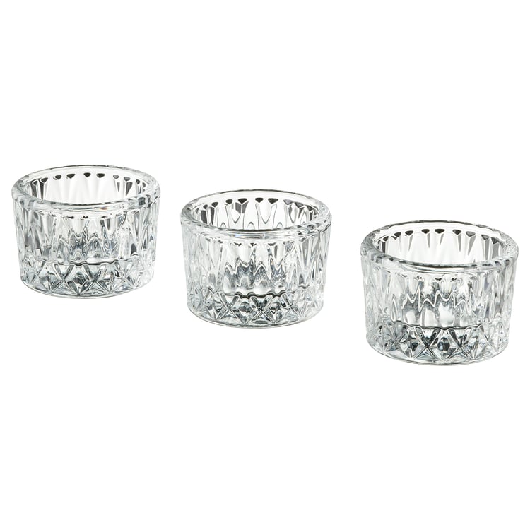 SMÄLLSPIREA tealight holder, clear glass/patterned, 4 cm (1 ½") IKEA CA