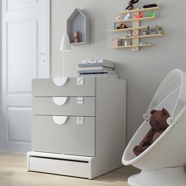SMÅSTAD / UPPFÖRA 3-drawer chest, white/gray, 23 5/8x25 5/8x29 7/8 "