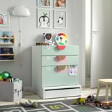SMÅSTAD / UPPFÖRA 3-drawer chest, white/light green, 23 5/8x25 5/8x29 7/8 "