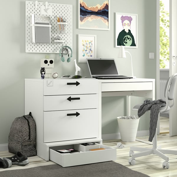 SMÅSTAD / UPPFÖRA 3-drawer chest, white/white, 23 5/8x25 5/8x29 7/8 "