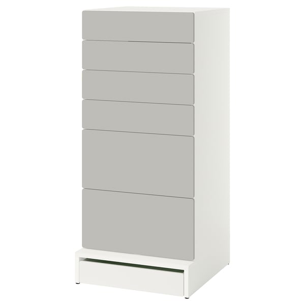 SMÅSTAD / UPPFÖRA 6-drawer chest, white/gray, 23 5/8x25 5/8x53 1/2 "