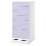SMÅSTAD / UPPFÖRA 6-drawer chest, white/lilac, 23 5/8x25 5/8x53 1/2 "