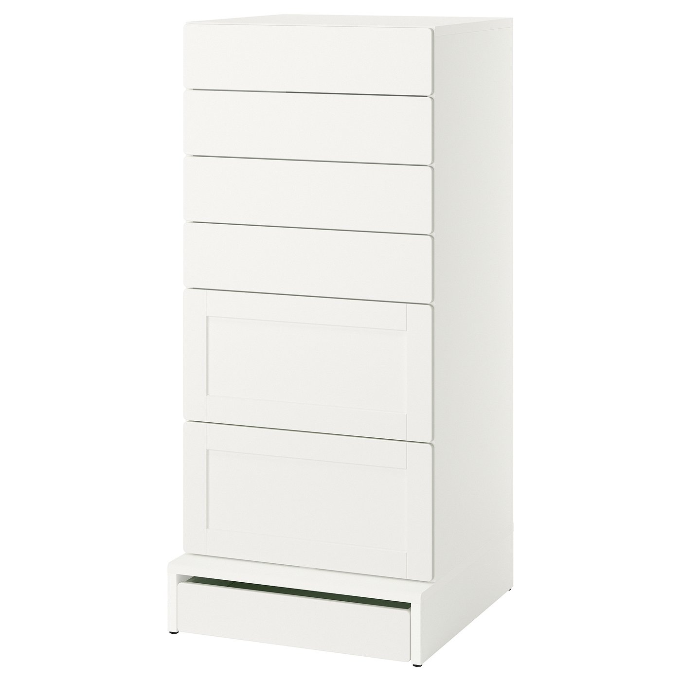 SMÅSTAD / UPPFÖRA 6-drawer chest, white with frame, 60x65x136 cm