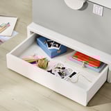 SMÅSTAD / UPPFÖRA Bookcase, white gray/with 3 drawers, 23 5/8x25 5/8x53 1/2 "