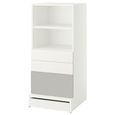 SMÅSTAD / UPPFÖRA Bookcase, white gray/with 3 drawers, 23 5/8x25 5/8x53 1/2 "
