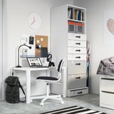 SMÅSTAD / UPPFÖRA Bookcase, white gray/with 6 drawers, 23 5/8x25 5/8x77 1/8 "