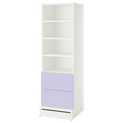 SMÅSTAD / UPPFÖRA Bookcase, white lilac/with 2 drawers, 23 5/8x25 5/8x77 1/8 "