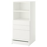 SMÅSTAD / UPPFÖRA Bookcase, white white/with 3 drawers, 23 5/8x25 5/8x53 1/2 "