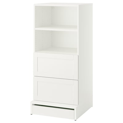 SMÅSTAD / UPPFÖRA Bookcase, white with frame/with 2 drawers, 23 5/8x25 5/8x53 1/2 "