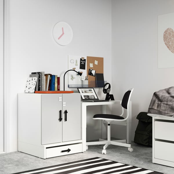 SMÅSTAD / UPPFÖRA Cabinet, white gray/with 1 shelf, 23 5/8x25 5/8x29 7/8 "