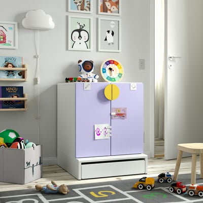 SMÅSTAD / UPPFÖRA Cabinet, white lilac/with 1 shelf, 23 5/8x25 5/8x29 7/8 "