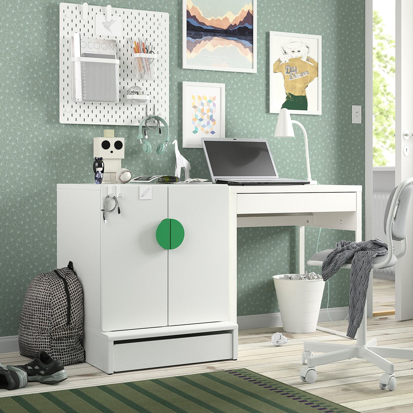 SMÅSTAD / UPPFÖRA cabinet, white white/with 1 shelf, 60x65x76 cm