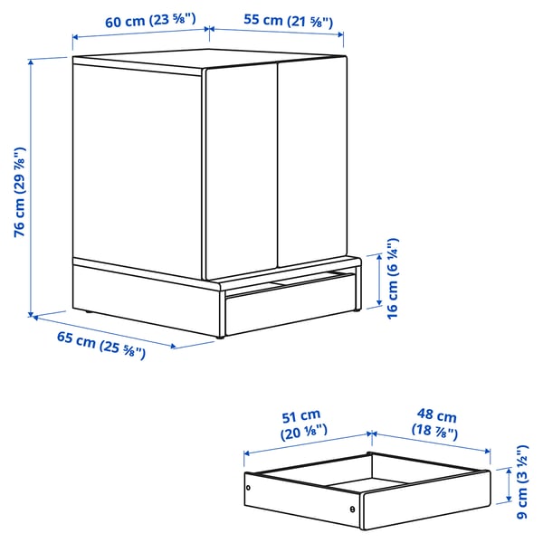 SMÅSTAD / UPPFÖRA Cabinet, white with frame/with 1 shelf, 23 5/8x25 5/8x29 7/8 "