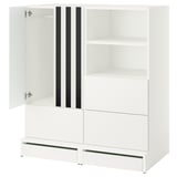 SMÅSTAD / UPPFÖRA Storage combination, white black/white/stripe with 3 drawers, 47 1/4x25 5/8x53 1/2 "