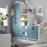 SMÅSTAD / UPPFÖRA Storage combination, white/blue, 70 7/8x25 5/8x77 1/8 "