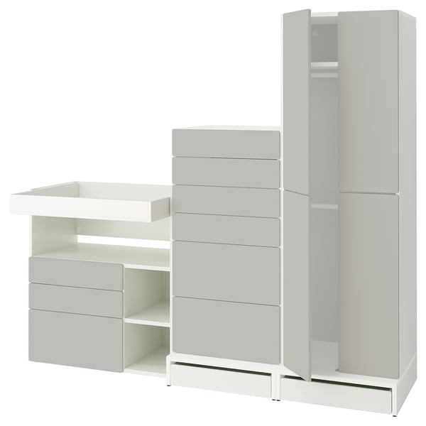 SMÅSTAD / UPPFÖRA Storage combination, white gray/with changing table, 82 5/8x31 1/2x77 1/8 "