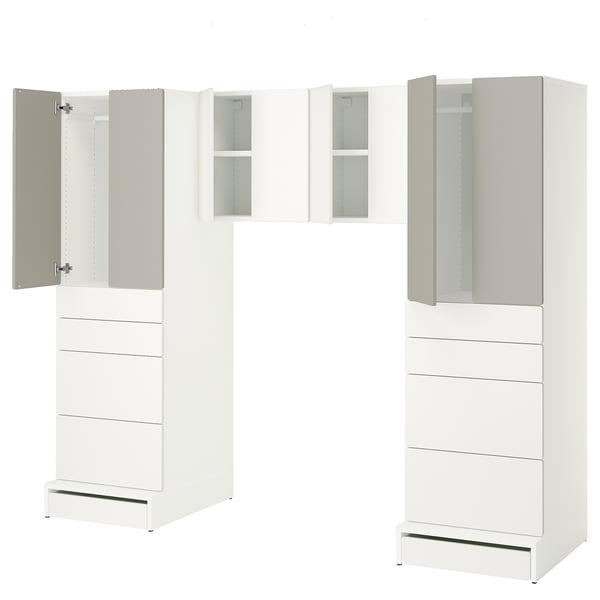 SMÅSTAD / UPPFÖRA Storage combination, white/gray, 94 1/2x25 5/8x77 1/8 "