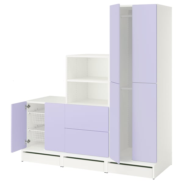 SMÅSTAD / UPPFÖRA Storage combination, white/lilac, 70 7/8x25 5/8x77 1/8 "