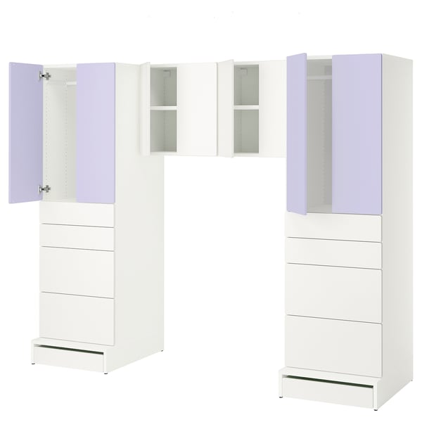 SMÅSTAD / UPPFÖRA Storage combination, white/lilac, 94 1/2x25 5/8x77 1/8 "