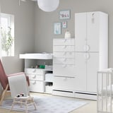 SMÅSTAD / UPPFÖRA Storage combination, white white/with changing table, 82 5/8x31 1/2x77 1/8 "