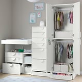 SMÅSTAD / UPPFÖRA Storage combination, white white/with changing table, 82 5/8x31 1/2x77 1/8 "