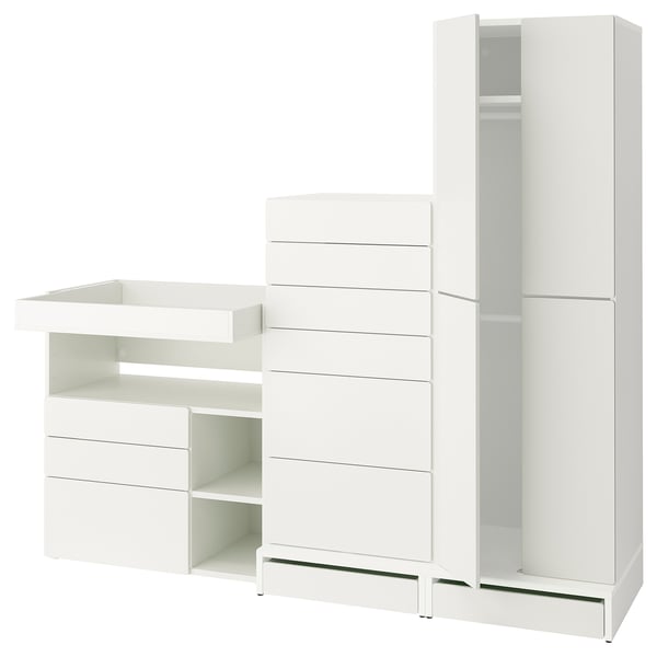 SMÅSTAD / UPPFÖRA Storage combination, white white/with changing table, 82 5/8x31 1/2x77 1/8 "