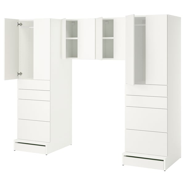 SMÅSTAD / UPPFÖRA Storage combination, white/white, 94 1/2x25 5/8x77 1/8 "