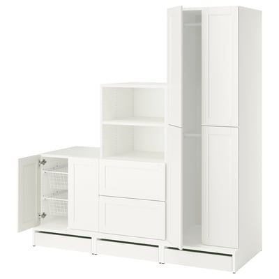 SMÅSTAD / UPPFÖRA Storage combination, white/with frame, 70 7/8x25 5/8x77 1/8 "