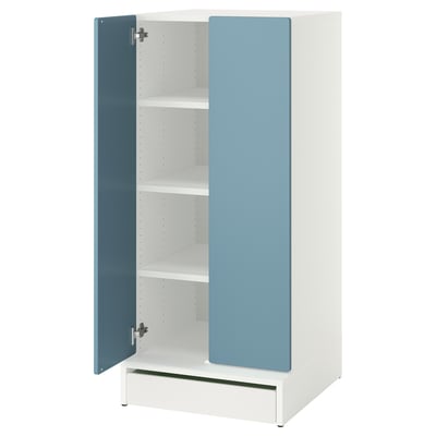 SMÅSTAD / UPPFÖRA Wardrobe, white blue/with 3 shelves, 23 5/8x25 5/8x53 1/2 "