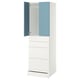 SMÅSTAD / UPPFÖRA Wardrobe, white blue/with 4 drawers, 23 5/8x25 5/8x77 1/8 "